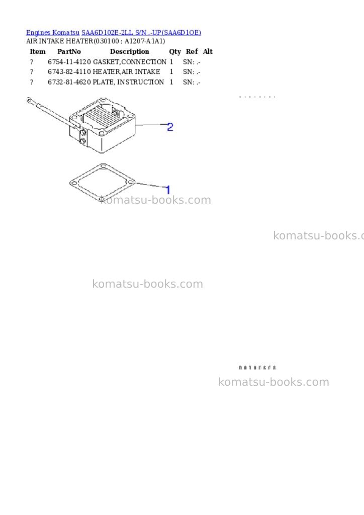 Komatsu saa6d102e-2ll s/n .-up Parts catalog cover Page 9