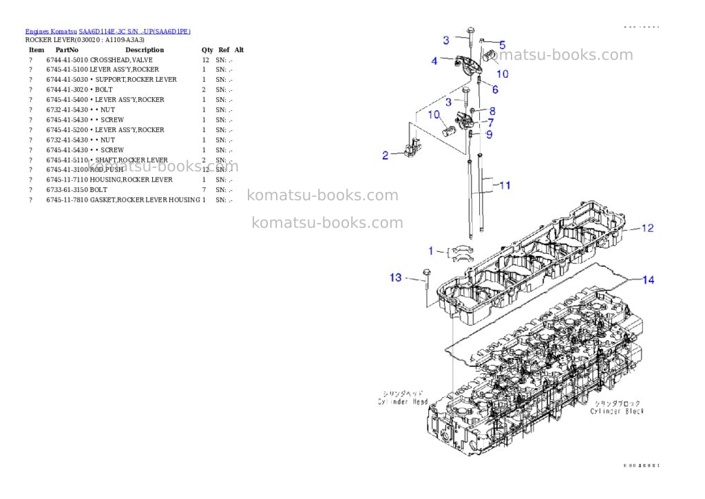 Komatsu saa6d114e-3c s/n .-up Parts catalog cover Komatsu saa6d114e-3c s/n .-up Parts catalog cover