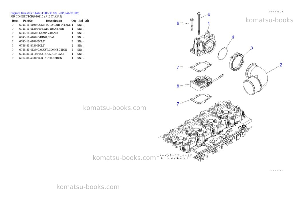 Komatsu saa6d114e-3c s/n .-up Parts catalog cover Page 10 Komatsu saa6d114e-3c s/n .-up Parts catalog cover Page 10