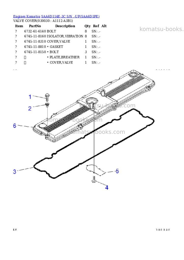 Komatsu saa6d114e-3c s/n .-up Parts catalog cover Page 2 Komatsu saa6d114e-3c s/n .-up Parts catalog cover Page 2