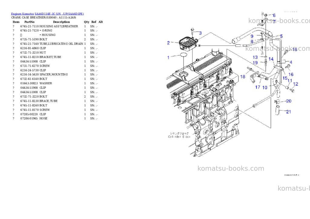 Komatsu saa6d114e-3c s/n .-up Parts catalog cover Page 3 Komatsu saa6d114e-3c s/n .-up Parts catalog cover Page 3