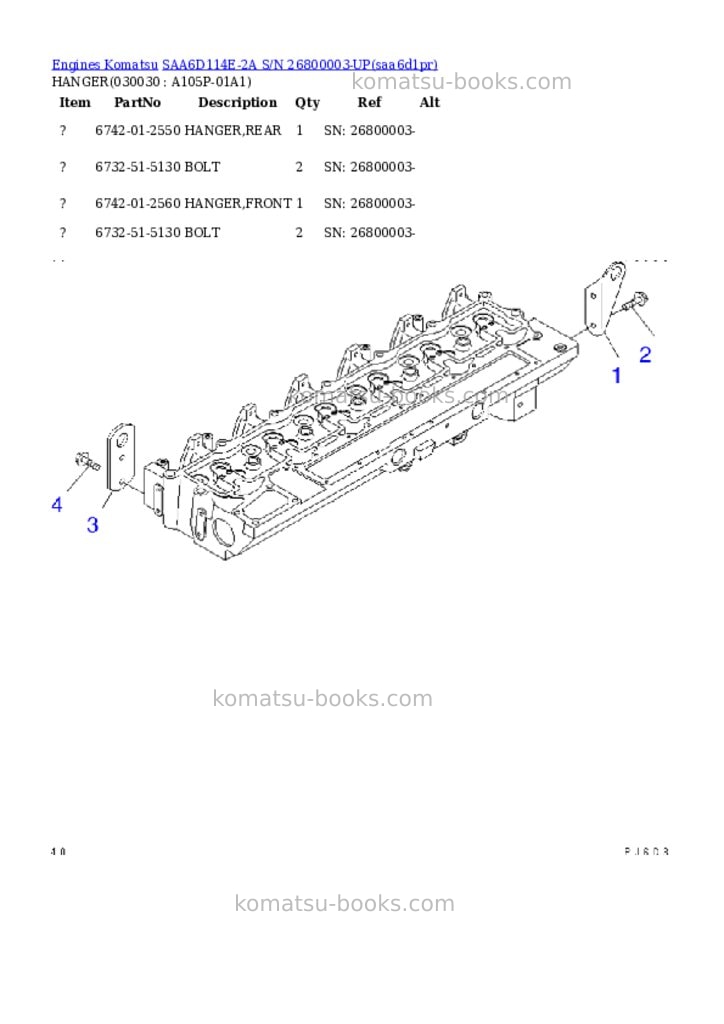 Komatsu saa6d114e-2a s/n 26800003-up Parts catalog cover Page 2 Komatsu saa6d114e-2a s/n 26800003-up Parts catalog cover Page 2