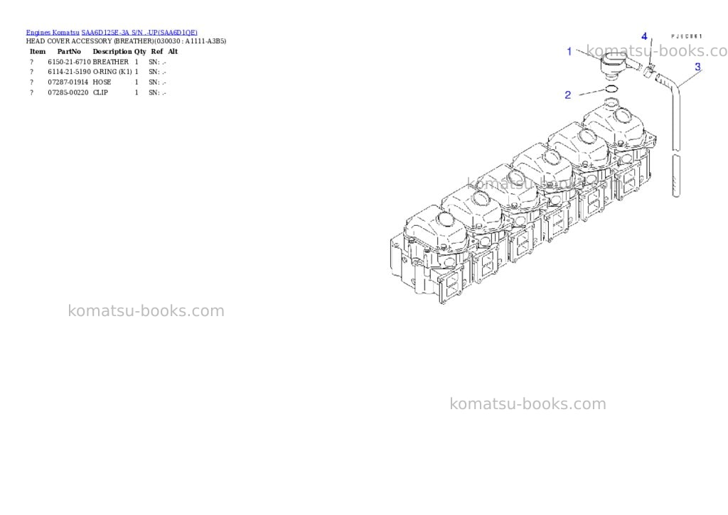 Komatsu saa6d125e-3a s/n .-up Parts catalog cover Page 2 Komatsu saa6d125e-3a s/n .-up Parts catalog cover Page 2