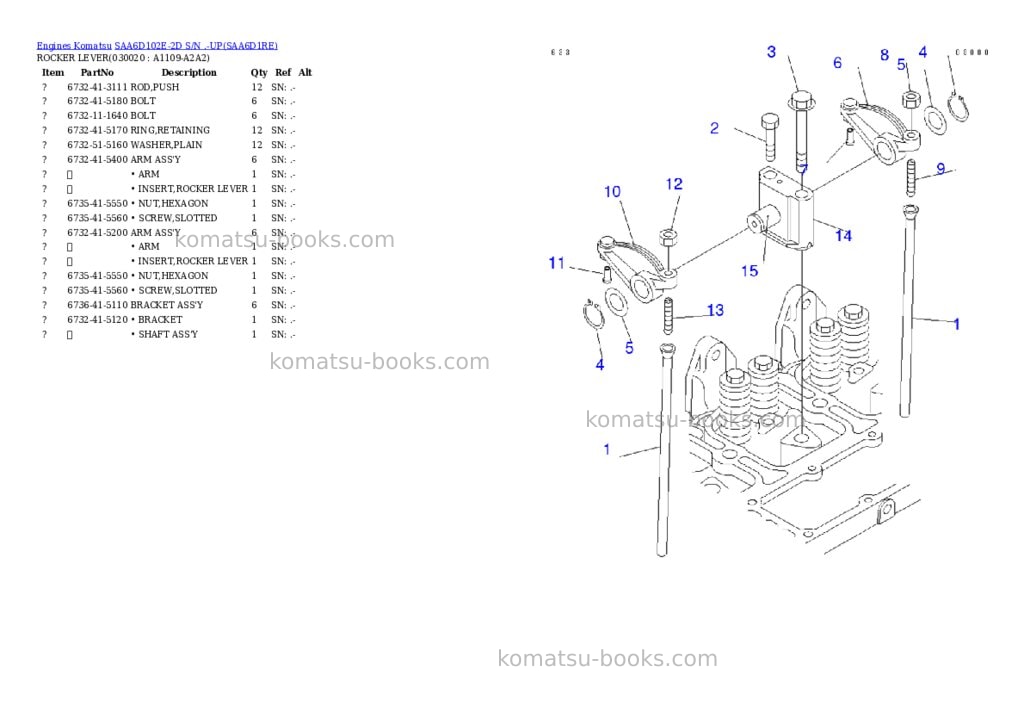 Komatsu saa6d102e-2d s/n .-up Parts catalog cover Komatsu saa6d102e-2d s/n .-up Parts catalog cover