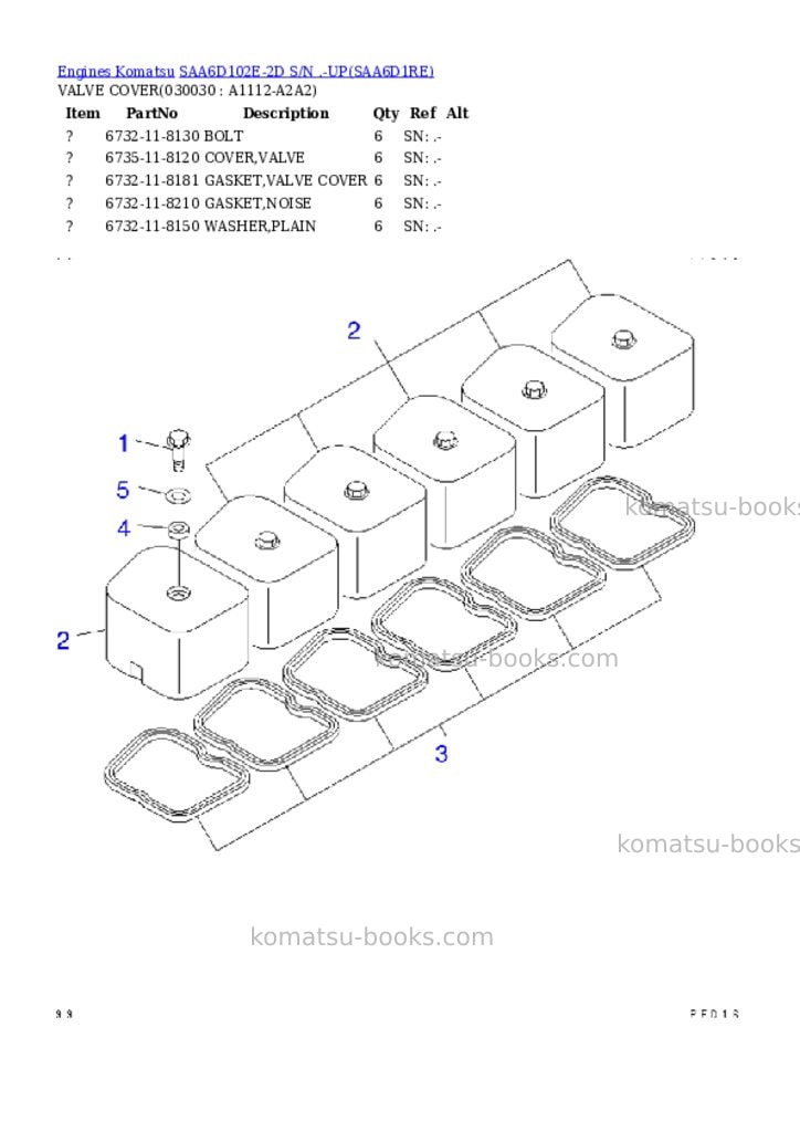Komatsu saa6d102e-2d s/n .-up Parts catalog cover Page 2 Komatsu saa6d102e-2d s/n .-up Parts catalog cover Page 2
