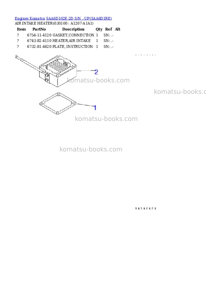 Komatsu saa6d102e-2d s/n .-up Parts catalog cover Page 9 Komatsu saa6d102e-2d s/n .-up Parts catalog cover Page 9