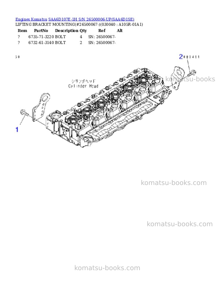 Komatsu saa6d107e-1h s/n 26500006-up Parts catalog cover Page 3 Komatsu saa6d107e-1h s/n 26500006-up Parts catalog cover Page 3