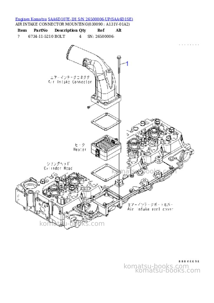 Komatsu saa6d107e-1h s/n 26500006-up Parts catalog cover Page 8 Komatsu saa6d107e-1h s/n 26500006-up Parts catalog cover Page 8