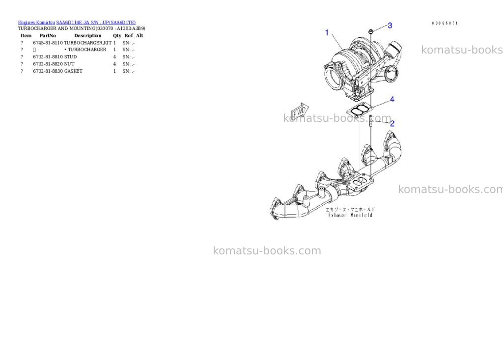Komatsu saa6d114e-3a s/n .-up Parts catalog cover Page 6 Komatsu saa6d114e-3a s/n .-up Parts catalog cover Page 6