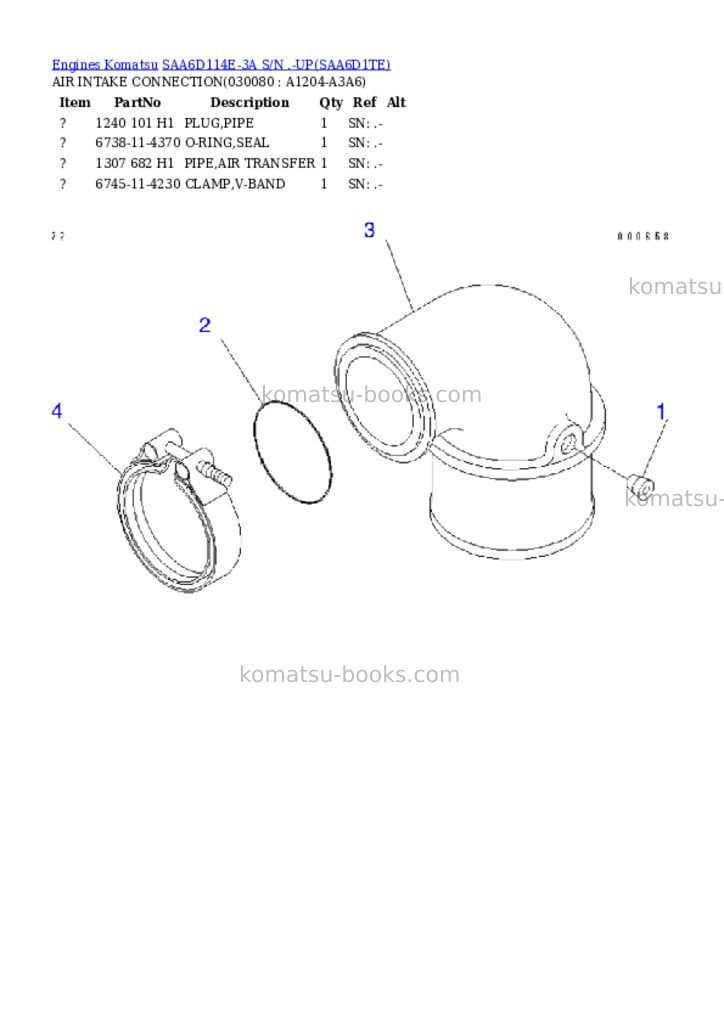 Komatsu saa6d114e-3a s/n .-up Parts catalog cover Page 7 Komatsu saa6d114e-3a s/n .-up Parts catalog cover Page 7