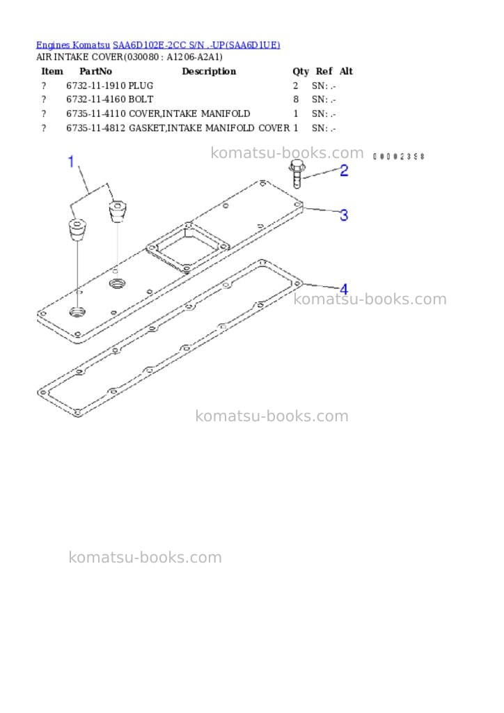 Komatsu saa6d102e-2cc s/n .-up Parts catalog cover Page 7