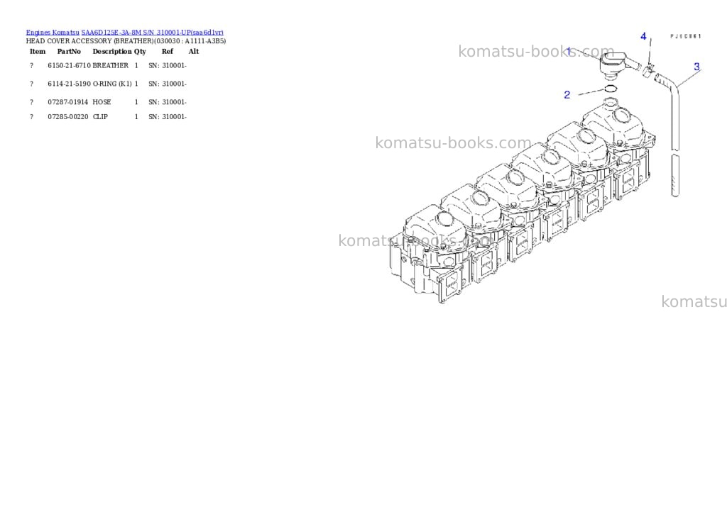 Komatsu saa6d125e-3a-8m s/n 310001-up Parts catalog cover Page 2