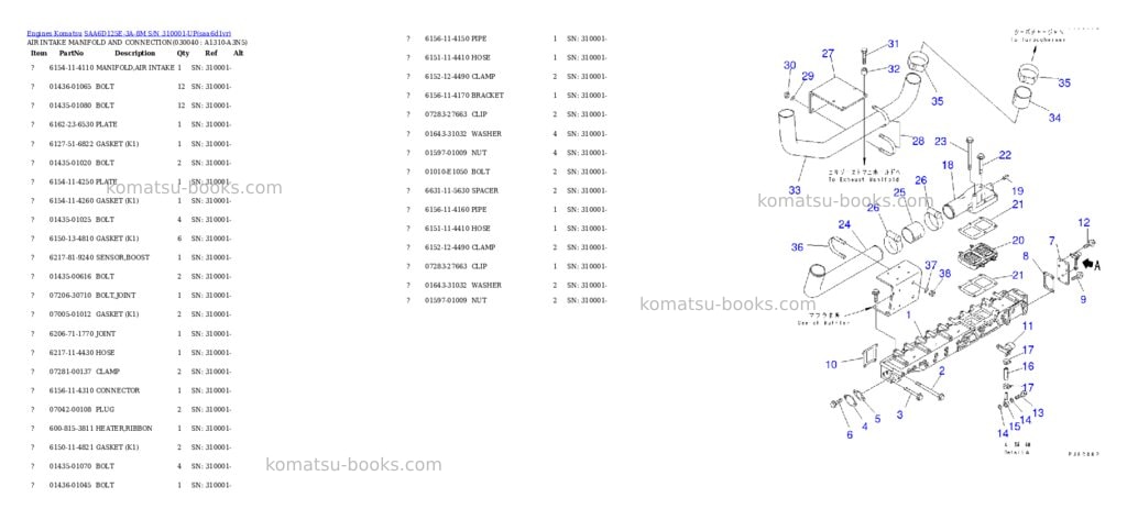 Komatsu saa6d125e-3a-8m s/n 310001-up Parts catalog cover Page 3