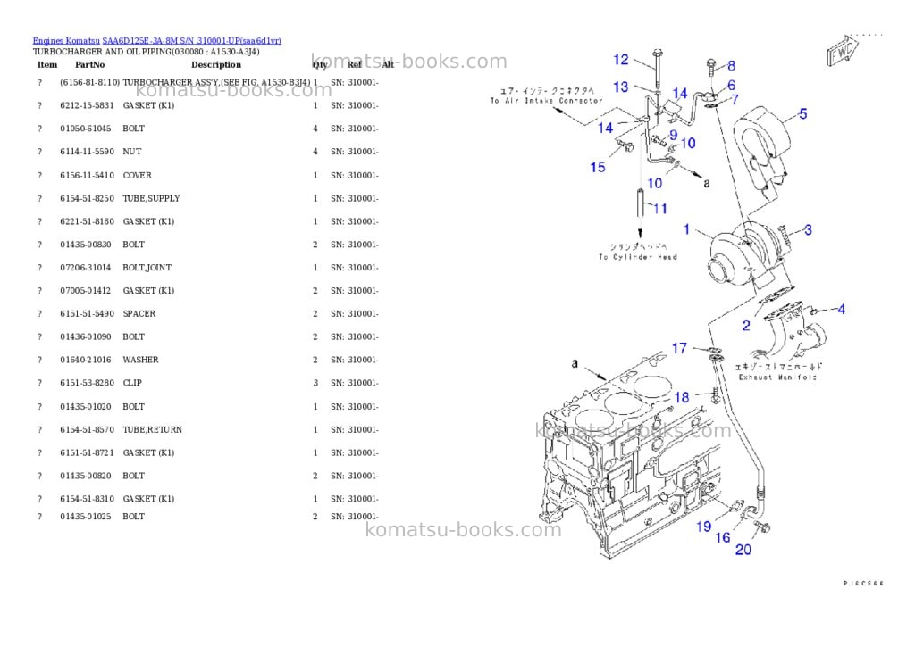 Komatsu saa6d125e-3a-8m s/n 310001-up Parts catalog cover Page 7