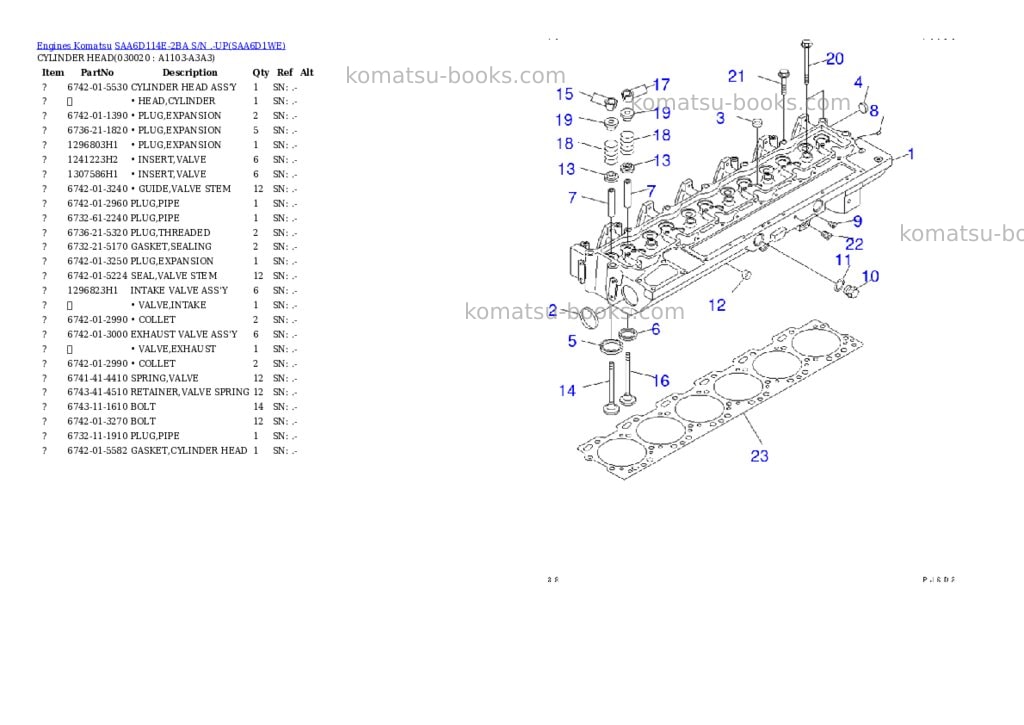 Komatsu saa6d114e-2ba s/n .-up Parts catalog cover