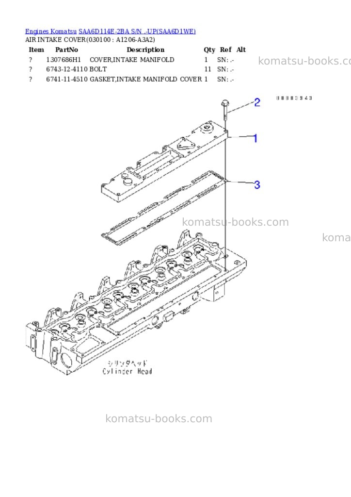 Komatsu saa6d114e-2ba s/n .-up Parts catalog cover Page 9