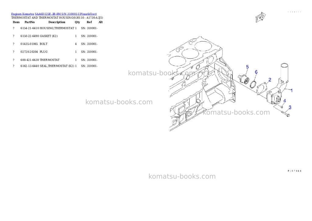 Komatsu saa6d125e-3b-8m s/n 310001-up Parts catalog cover Page 10 Komatsu saa6d125e-3b-8m s/n 310001-up Parts catalog cover Page 10