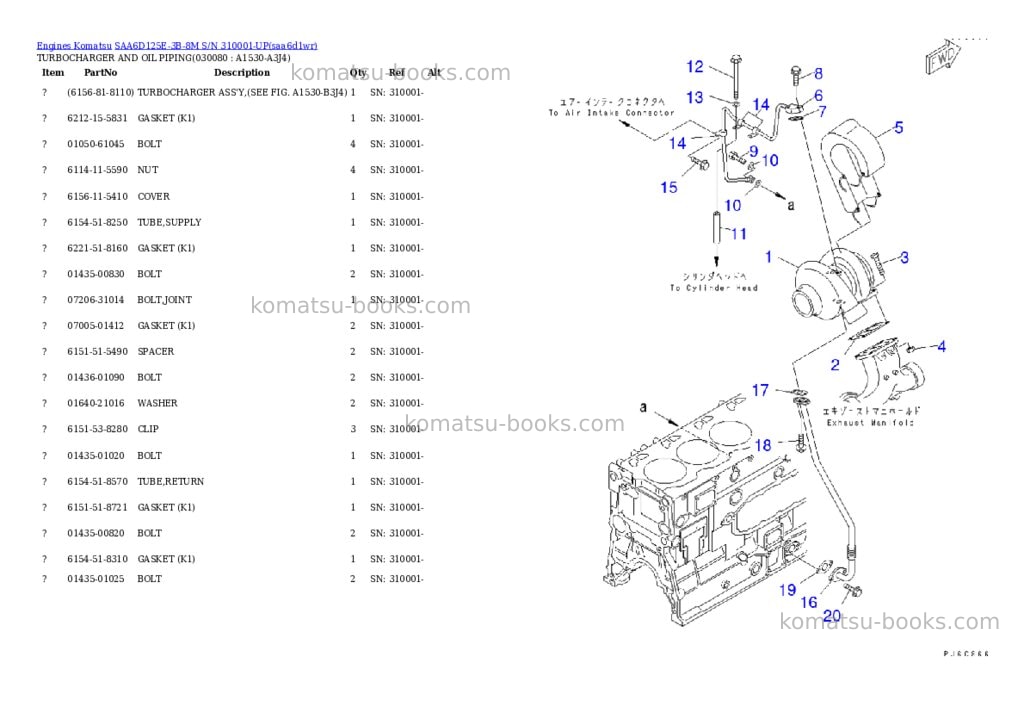 Komatsu saa6d125e-3b-8m s/n 310001-up Parts catalog cover Page 7 Komatsu saa6d125e-3b-8m s/n 310001-up Parts catalog cover Page 7