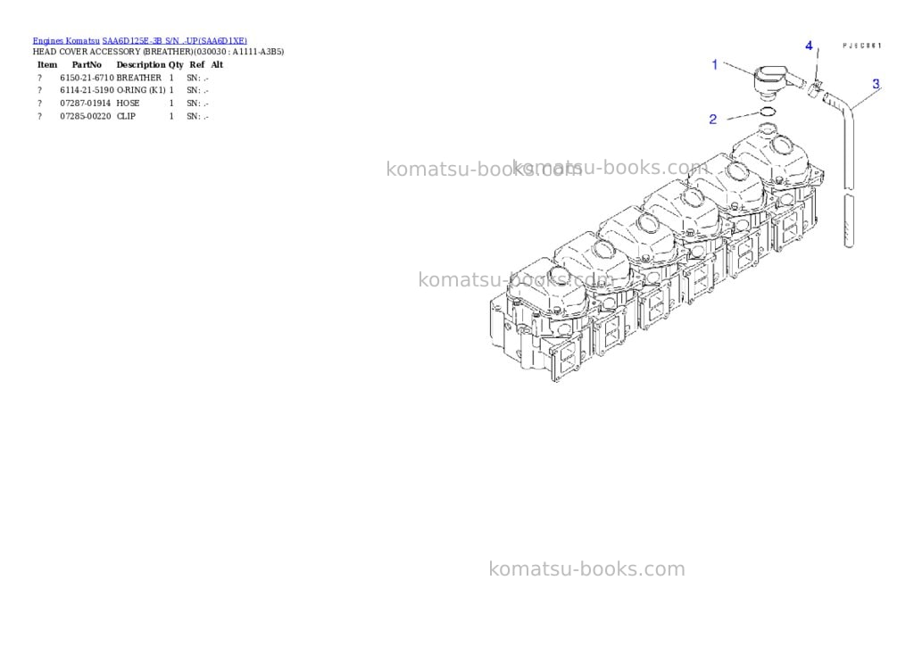 Komatsu saa6d125e-3b s/n .-up Parts catalog cover Page 2 Komatsu saa6d125e-3b s/n .-up Parts catalog cover Page 2