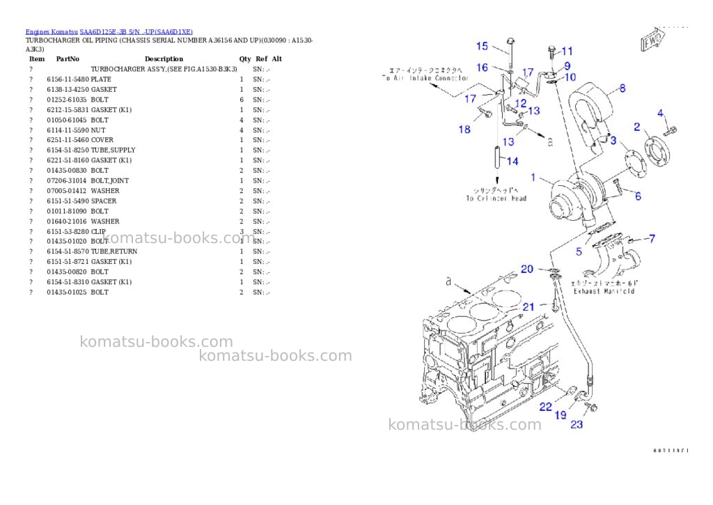 Komatsu saa6d125e-3b s/n .-up Parts catalog cover Page 8 Komatsu saa6d125e-3b s/n .-up Parts catalog cover Page 8