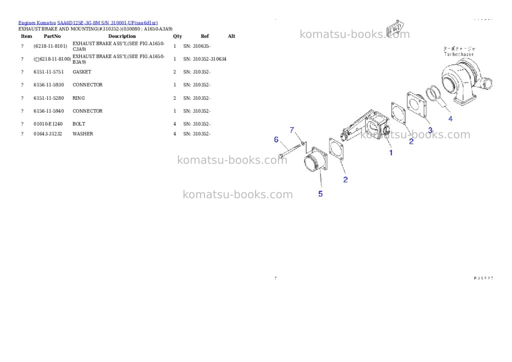 Komatsu saa6d125e-3g-8m s/n 310001-up Parts catalog cover Page 7