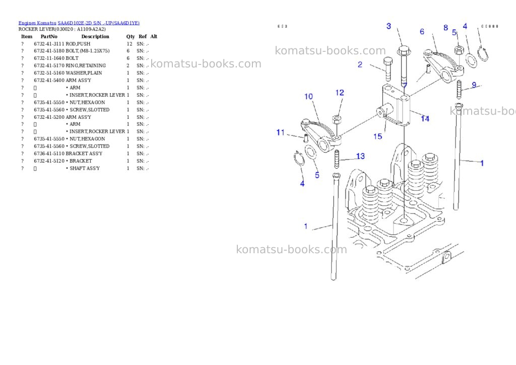 Komatsu SAA6D102E-2D S/N .-UP Parts catalog cover Komatsu SAA6D102E-2D S/N .-UP Parts catalog cover