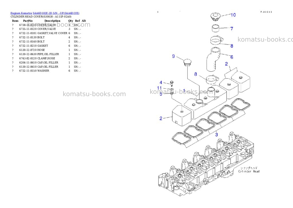 Komatsu SAA6D102E-2D S/N .-UP Parts catalog cover Page 2 Komatsu SAA6D102E-2D S/N .-UP Parts catalog cover Page 2