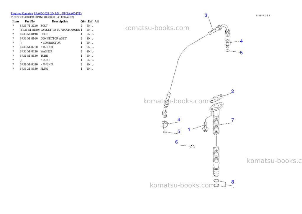 Komatsu SAA6D102E-2D S/N .-UP Parts catalog cover Page 4 Komatsu SAA6D102E-2D S/N .-UP Parts catalog cover Page 4