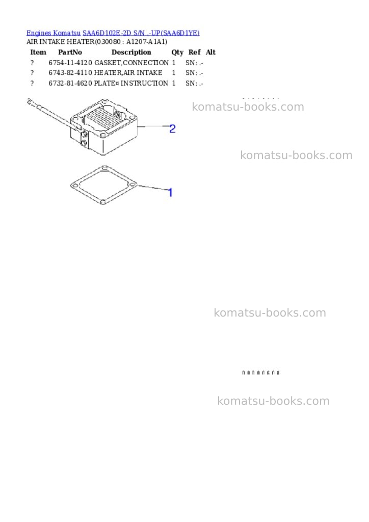 Komatsu SAA6D102E-2D S/N .-UP Parts catalog cover Page 7 Komatsu SAA6D102E-2D S/N .-UP Parts catalog cover Page 7