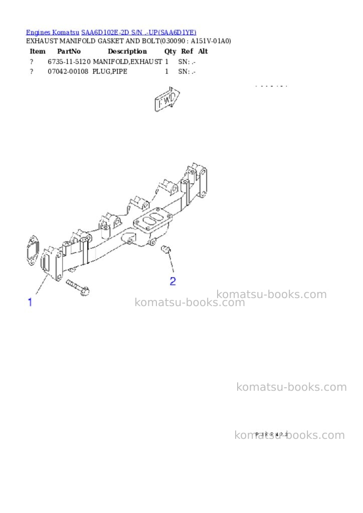 Komatsu SAA6D102E-2D S/N .-UP Parts catalog cover Page 8 Komatsu SAA6D102E-2D S/N .-UP Parts catalog cover Page 8