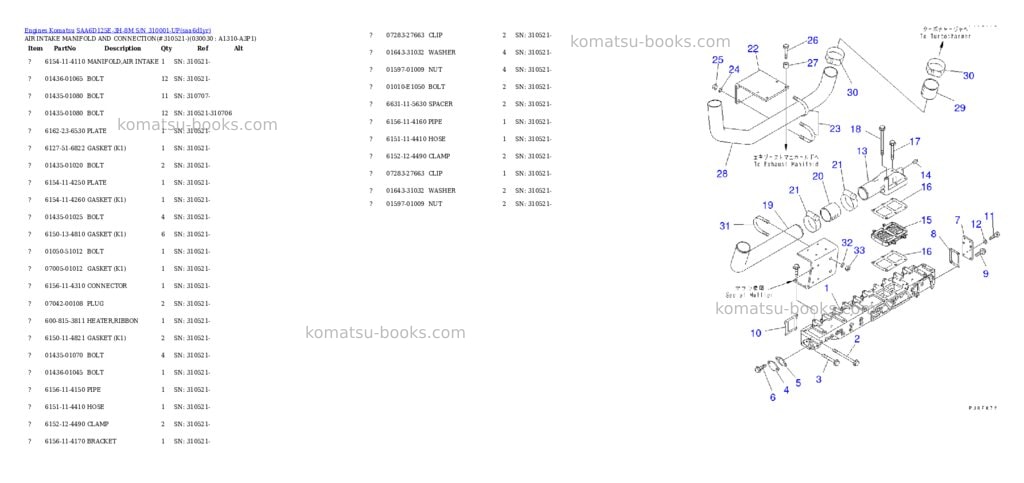 Komatsu saa6d125e-3h-8m s/n 310001-up Parts catalog cover Page 2 Komatsu saa6d125e-3h-8m s/n 310001-up Parts catalog cover Page 2