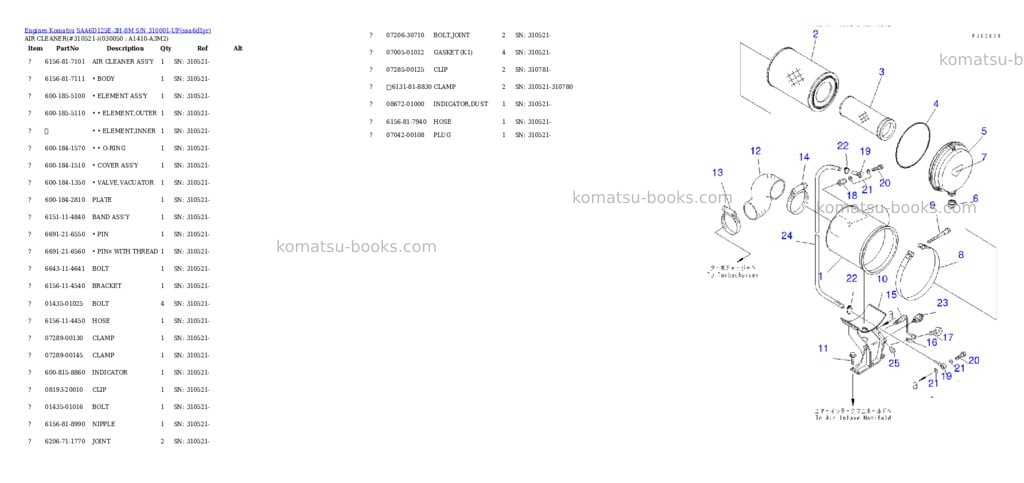 Komatsu saa6d125e-3h-8m s/n 310001-up Parts catalog cover Page 4 Komatsu saa6d125e-3h-8m s/n 310001-up Parts catalog cover Page 4