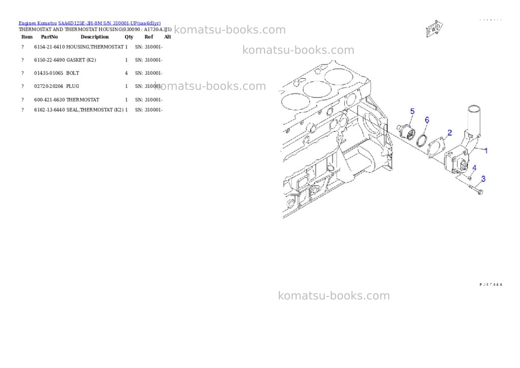 Komatsu saa6d125e-3h-8m s/n 310001-up Parts catalog cover Page 8 Komatsu saa6d125e-3h-8m s/n 310001-up Parts catalog cover Page 8