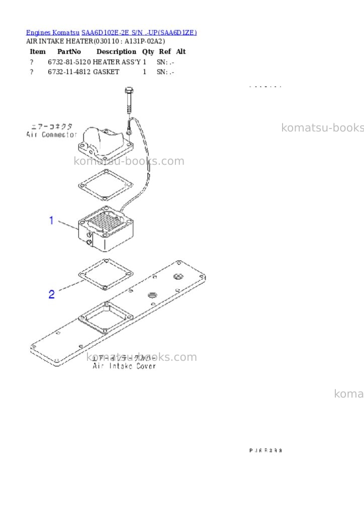 Komatsu SAA6D102E-2E S/N .-UP Parts catalog cover Page 10 Komatsu SAA6D102E-2E S/N .-UP Parts catalog cover Page 10