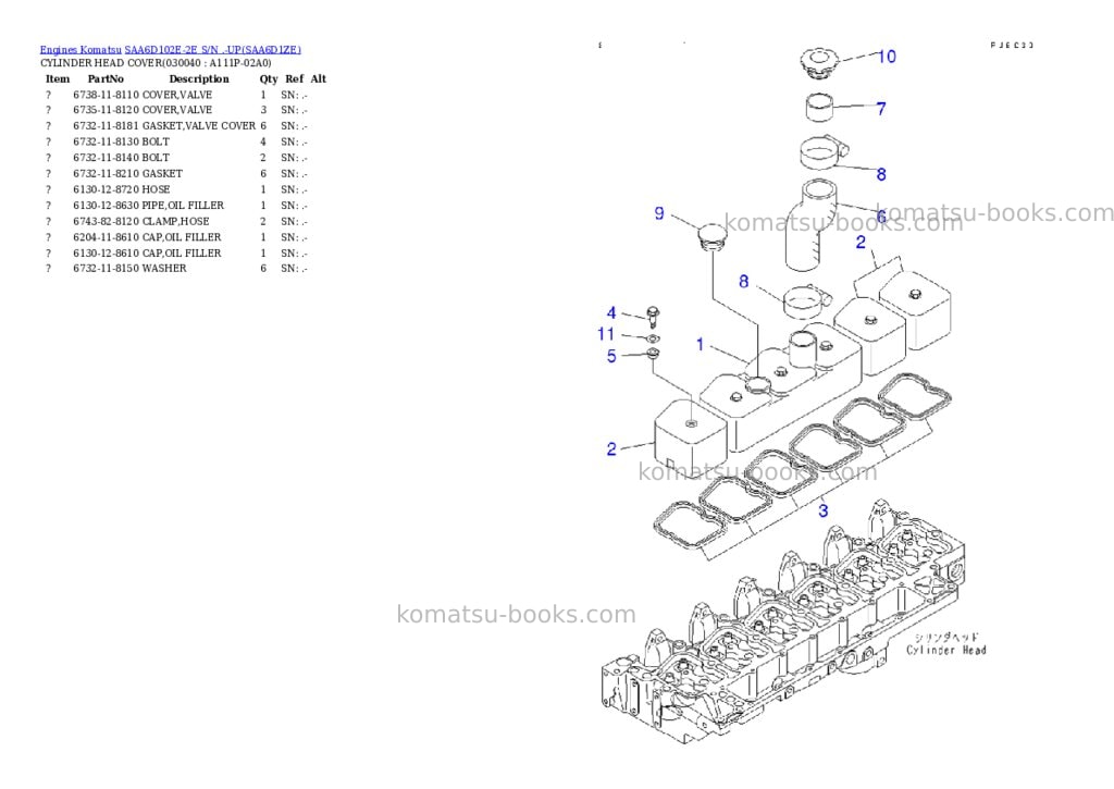 Komatsu SAA6D102E-2E S/N .-UP Parts catalog cover Page 3 Komatsu SAA6D102E-2E S/N .-UP Parts catalog cover Page 3