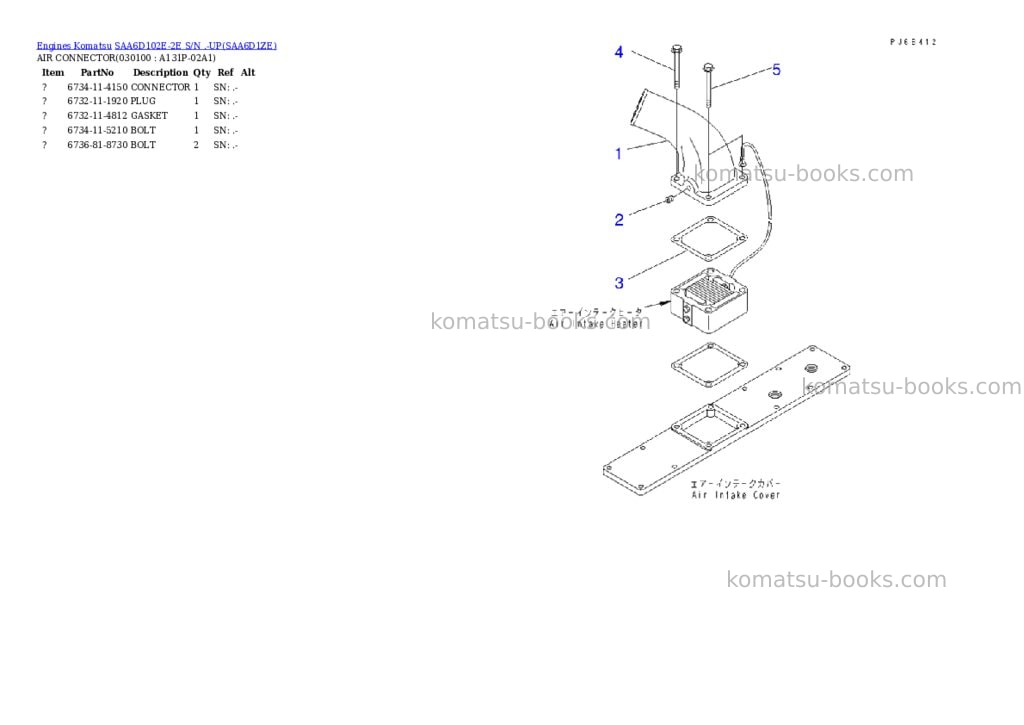 Komatsu SAA6D102E-2E S/N .-UP Parts catalog cover Page 9 Komatsu SAA6D102E-2E S/N .-UP Parts catalog cover Page 9
