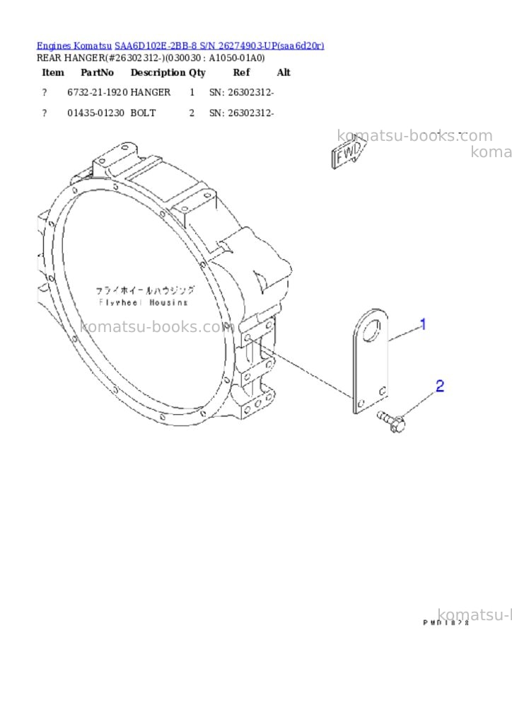 Komatsu saa6d102e-2bb-8 s/n 26274903-up Parts catalog cover Page 4