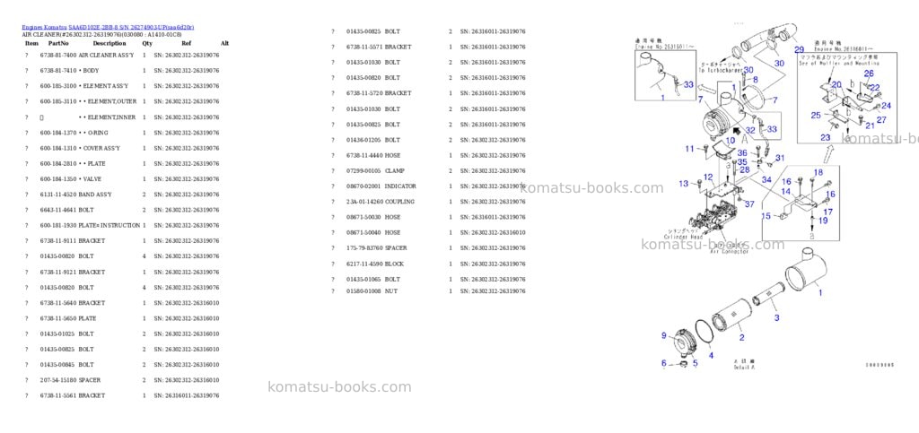 Komatsu saa6d102e-2bb-8 s/n 26274903-up Parts catalog cover Page 9