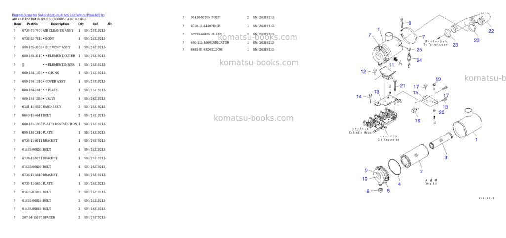 Komatsu saa6d102e-2l-8 s/n 26274903-up Parts catalog cover Page 9 Komatsu saa6d102e-2l-8 s/n 26274903-up Parts catalog cover Page 9