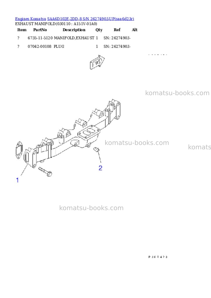 Komatsu SAA6D102E-2DD-8 S/N 26274903-UP Parts catalog cover Page 10