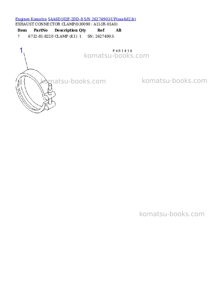 Komatsu SAA6D102E-2DD-8 S/N 26274903-UP Parts catalog cover Page 8