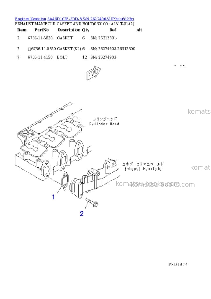 Komatsu SAA6D102E-2DD-8 S/N 26274903-UP Parts catalog cover Page 9