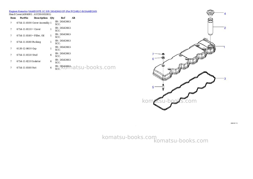 Komatsu saa6d107e-1c s/n 26542663-up for pc240lc-8 Parts catalog cover Page 3