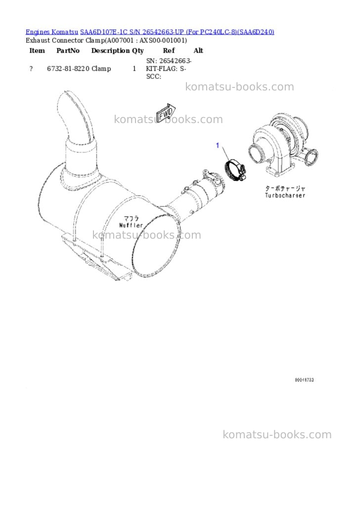 Komatsu saa6d107e-1c s/n 26542663-up for pc240lc-8 Parts catalog cover Page 6