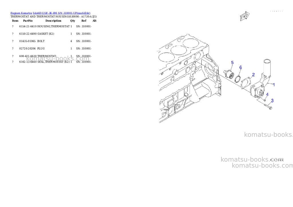 Komatsu saa6d125e-3k-8m s/n 310001-up Parts catalog cover Page 8 Komatsu saa6d125e-3k-8m s/n 310001-up Parts catalog cover Page 8