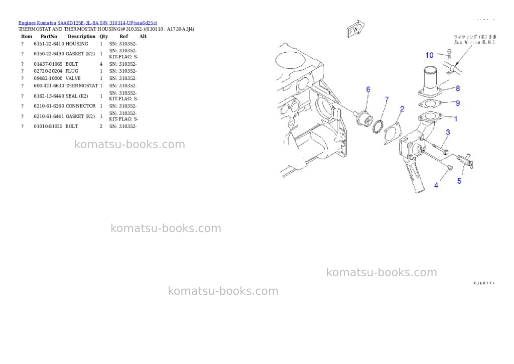 Komatsu saa6d125e-3l-8a s/n 310314-up Parts catalog cover Page 10 Komatsu saa6d125e-3l-8a s/n 310314-up Parts catalog cover Page 10