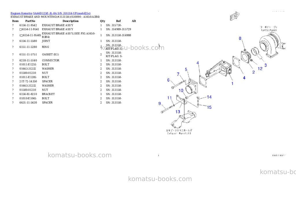 Komatsu saa6d125e-3l-8a s/n 310314-up Parts catalog cover Page 8 Komatsu saa6d125e-3l-8a s/n 310314-up Parts catalog cover Page 8