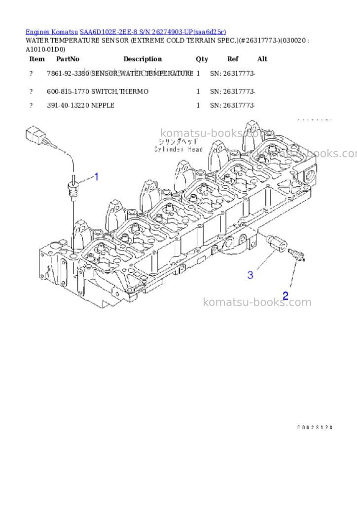 Komatsu SAA6D102E-2EE-8 S/N 26274903-UP Parts catalog cover Page 2
