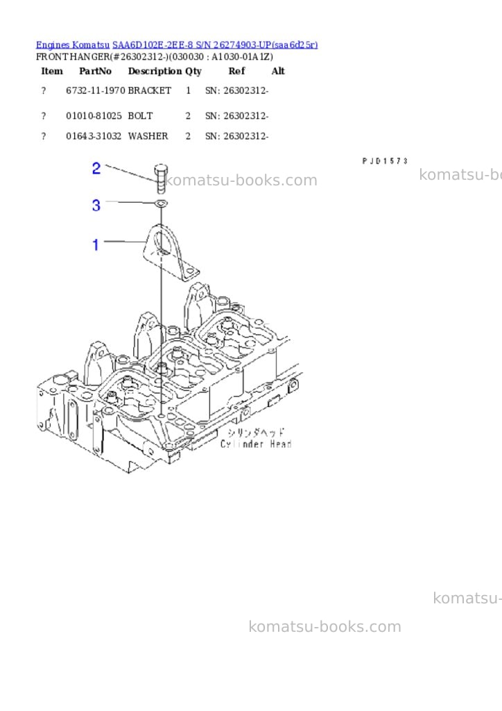 Komatsu SAA6D102E-2EE-8 S/N 26274903-UP Parts catalog cover Page 3