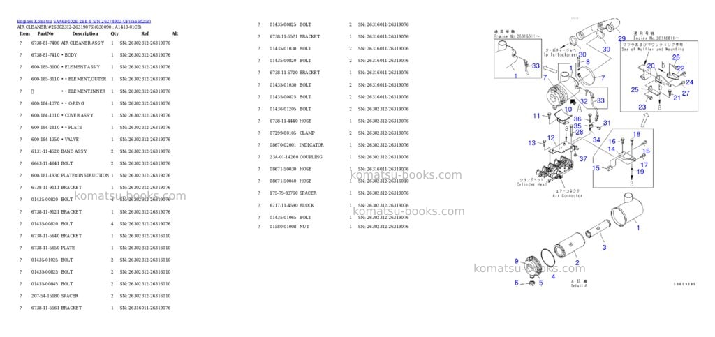 Komatsu SAA6D102E-2EE-8 S/N 26274903-UP Parts catalog cover Page 9
